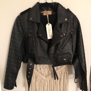 Cleobella Cropped Studded Leather Jacket